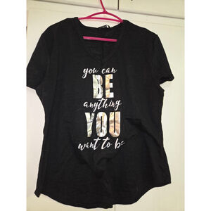 Women's George Black Short Sleeve Tee Plus 1X with Silver Graphic